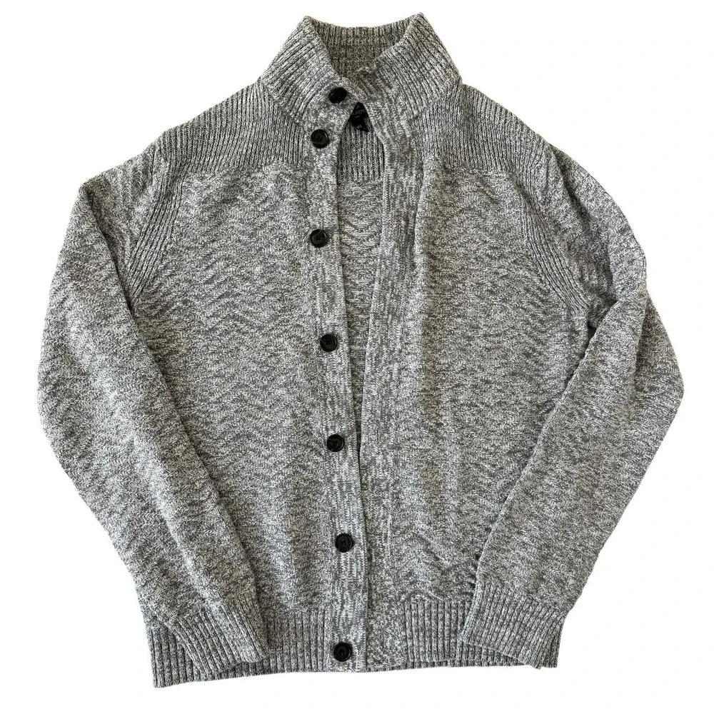 Banana Republic Men's Cardigan Sweater‎ Medium Gray 100% Cotton